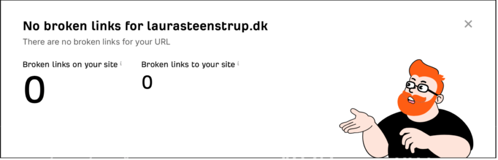 Broken link check for hjemmesiden Laura Steenstrup