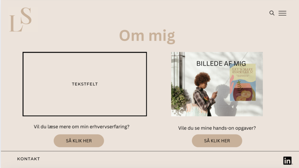 Webskitse til hjemmesiden laurasteenstrup.dk